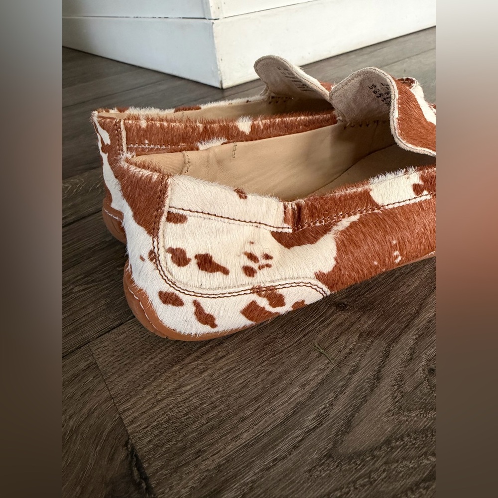 Hush Puppies Brown and White Cowprint Loafers - Picture 8 of 12